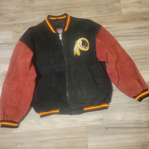 NFL Other - NFL Game Day Team Apparel Washington Redskins Leather Jacket Full Zip Black Red